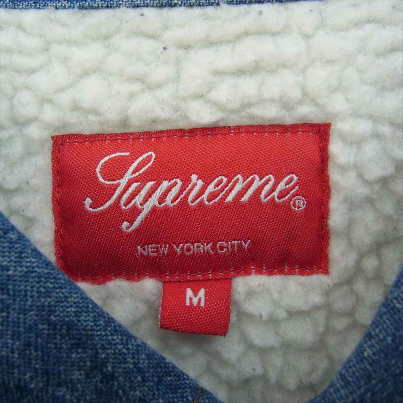 Supreme シュプリーム 18AW Sherpa Lined Denim Shirt バック ロゴ 裏ボア 長袖 デニム シャツ インディゴブルー系 M【中古】