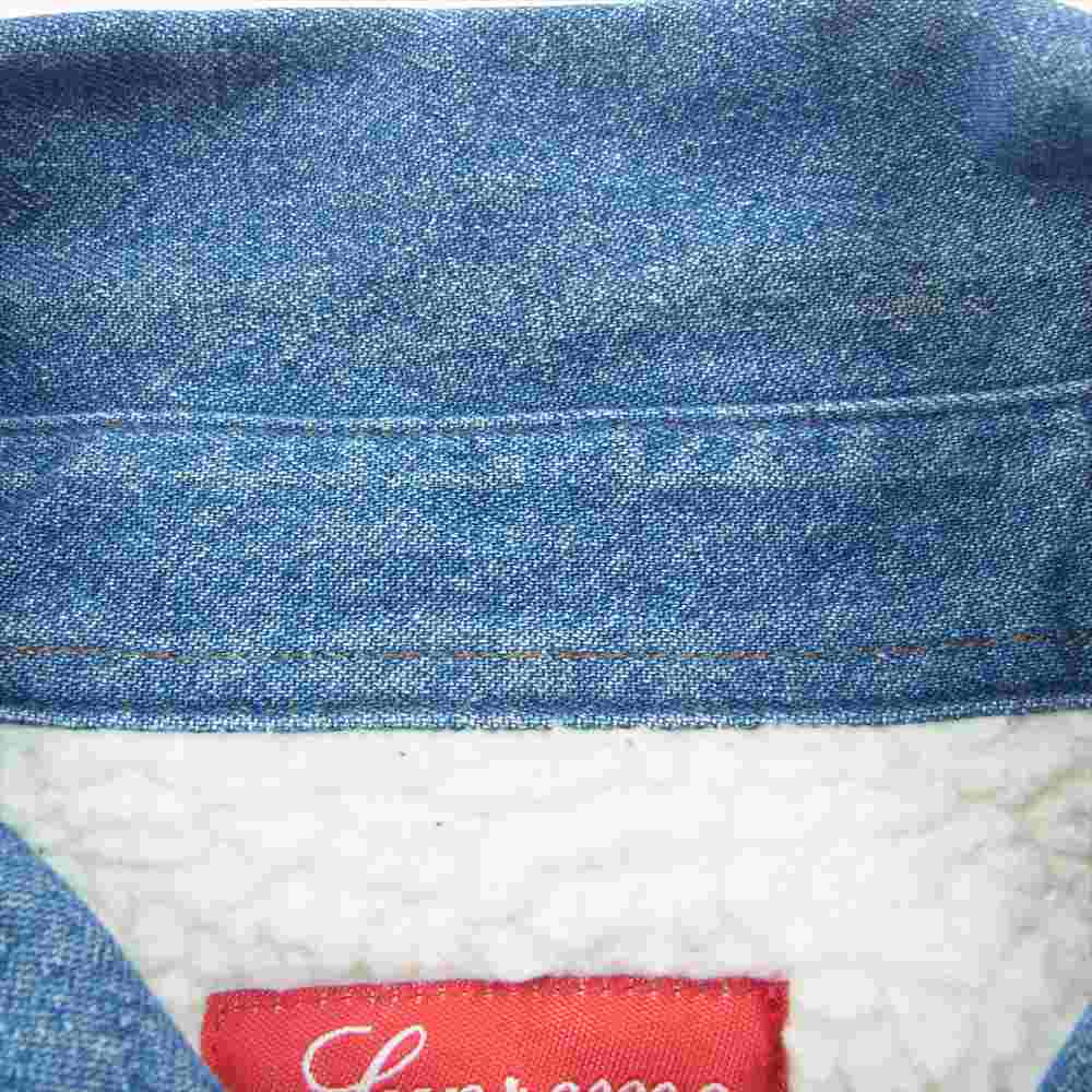 Supreme シュプリーム 18AW Sherpa Lined Denim Shirt バック ロゴ 裏ボア 長袖 デニム シャツ インディゴブルー系 M【中古】