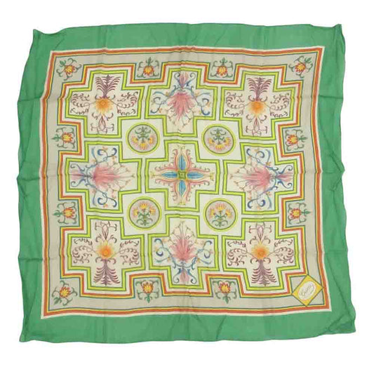 GUCCI グッチ シルク100% 花 花柄 フラワー シアー スカーフ グリーン グリーン系【中古】