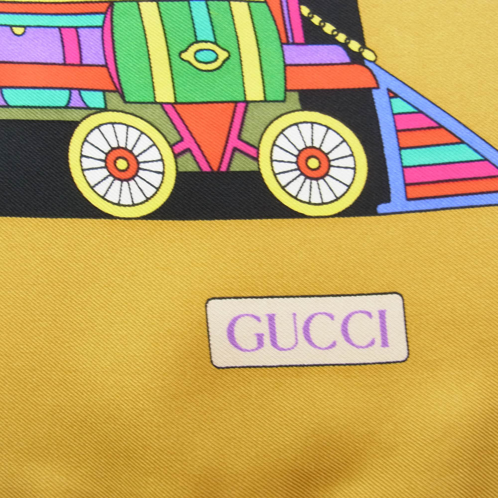 GUCCI グッチ シルク100% サーカス ピエロ 総柄 スカーフ マルチカラー系【中古】