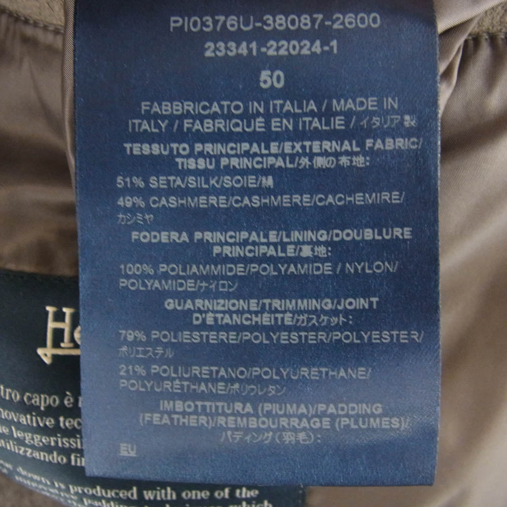 Herno ヘルノ PI0376U PIACENZA シルク カシミヤ 混 ダウン ジャケット グレー系 50【中古】