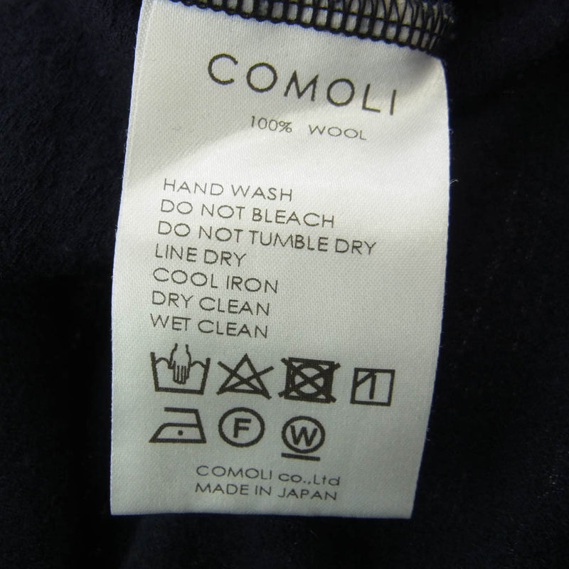 COMOLI コモリ 20AW S03-05005 ウール天竺 長袖 ロングスリーブ ポケット クルー カットソー ネイビー系 2【中古】