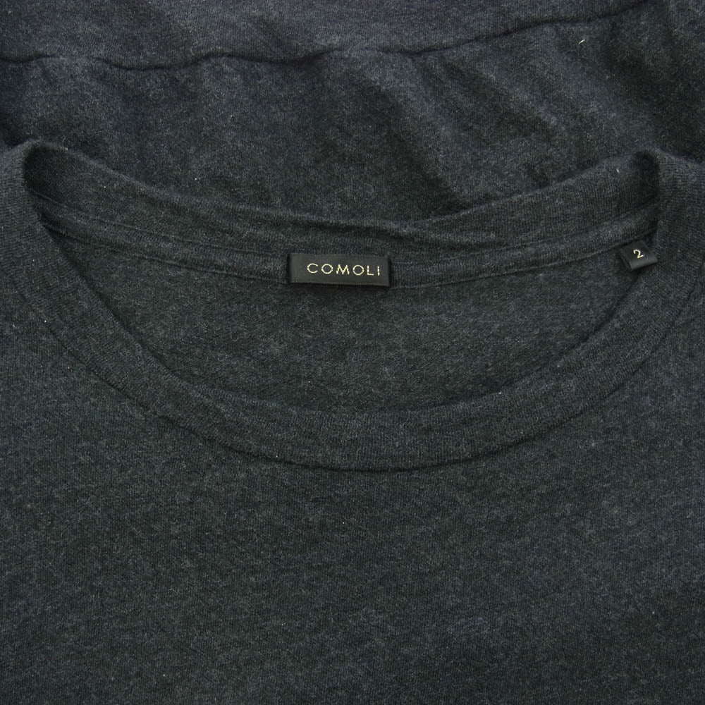 COMOLI コモリ 21AW U03-05006 ウール天竺 長袖 ロングスリーブ ポケット クルー カットソー ブラック系 2【中古】