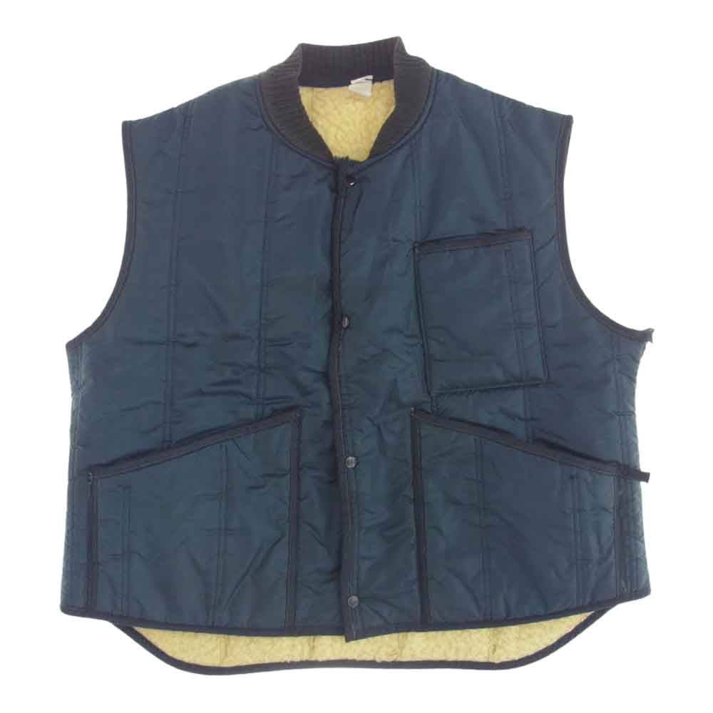ヴィンテージ 裏ボア ナイロン ワーク ベスト ネイビー系 XL【中古