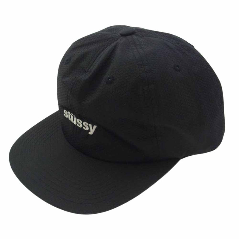 STUSSY ステューシー 刺繍 ロゴ CAP ナイロン キャップ ブラック系【中古】