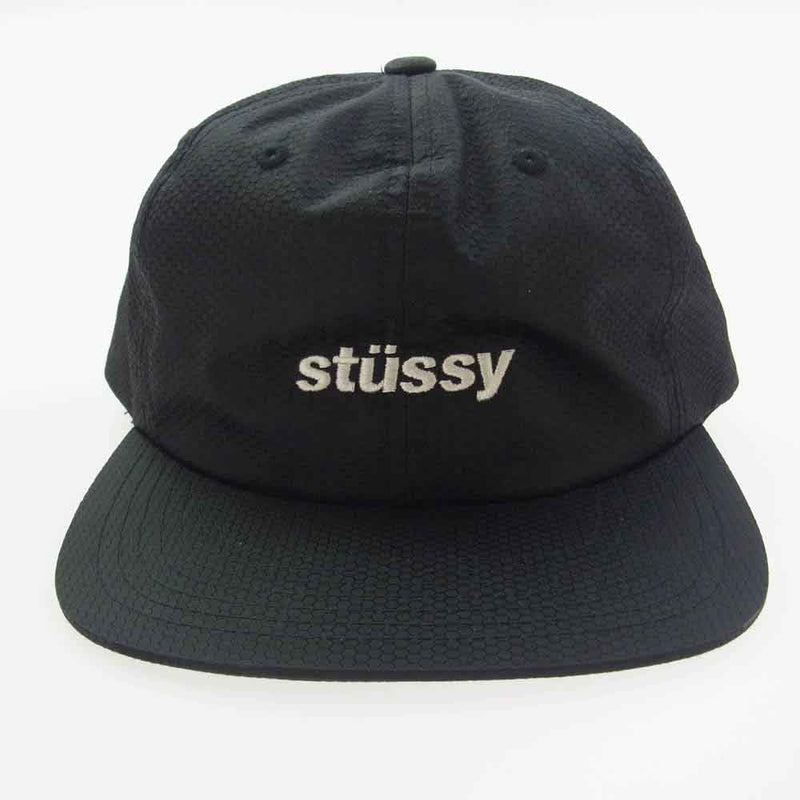 STUSSY ステューシー 刺繍 ロゴ CAP ナイロン キャップ ブラック系【中古】