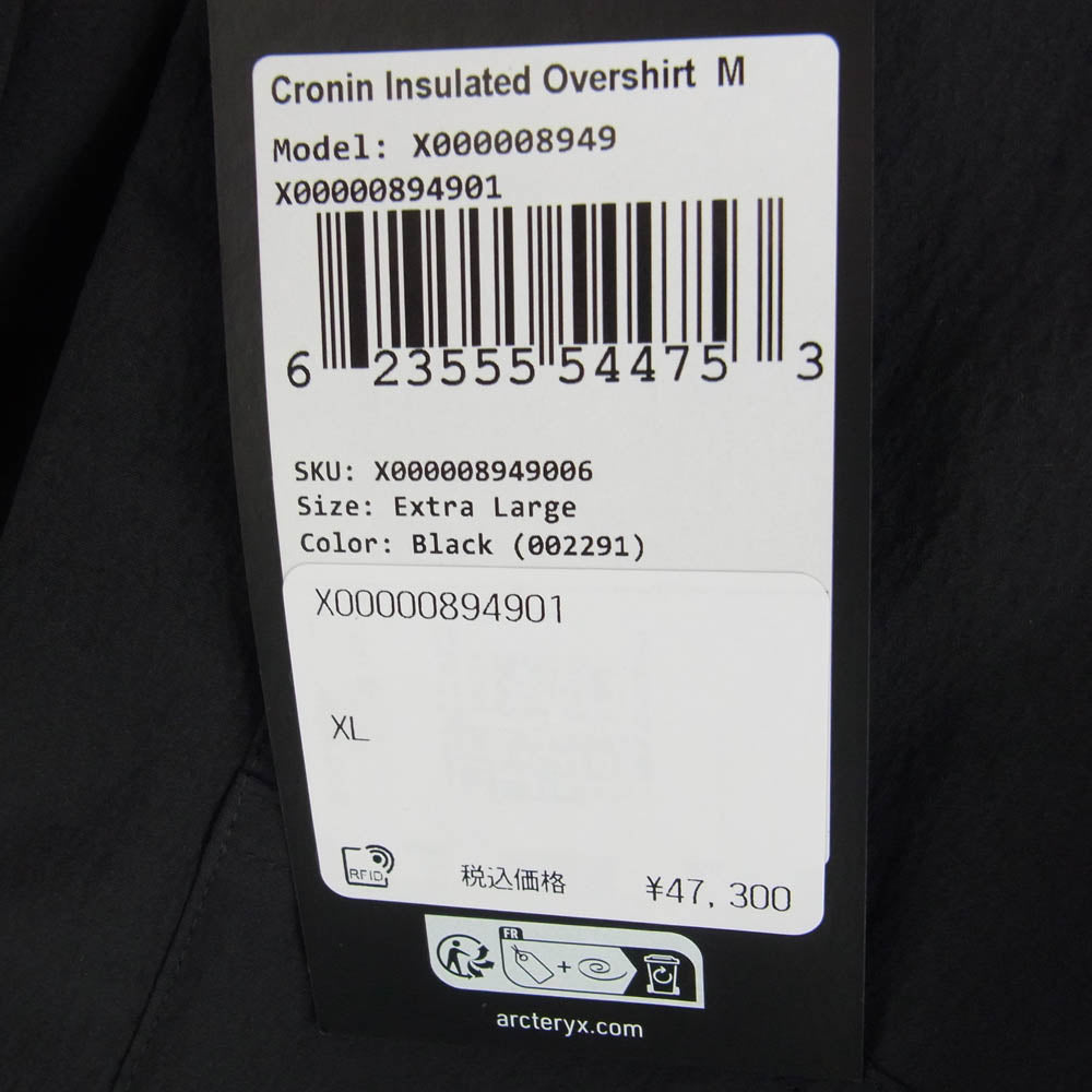 ARC'TERYX アークテリクス 24AW X000008949 Cronin Insulated Overshirt クロニン インサレーテッド オーバー シャツ ジャケット ブラック系 XL【美品】【中古】