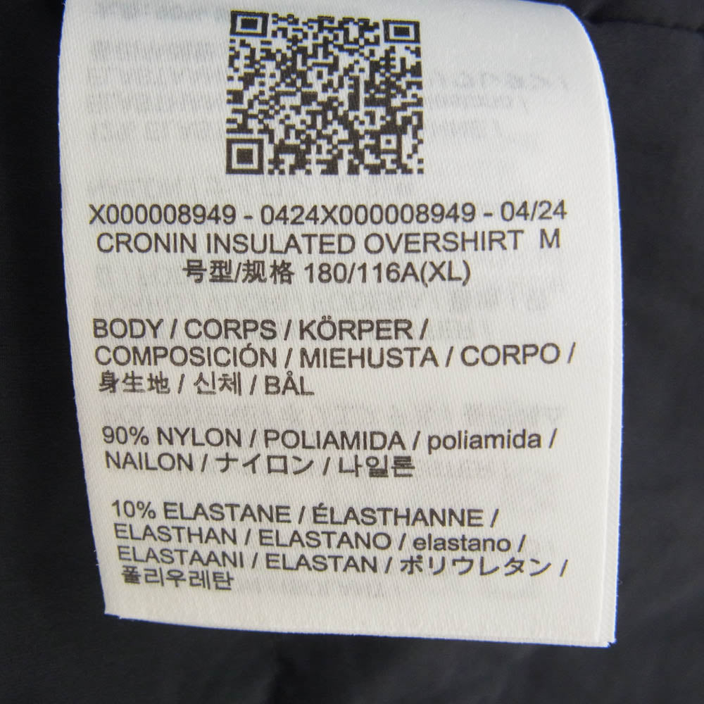 ARC'TERYX アークテリクス 24AW X000008949 Cronin Insulated Overshirt クロニン インサレーテッド オーバー シャツ ジャケット ブラック系 XL【美品】【中古】