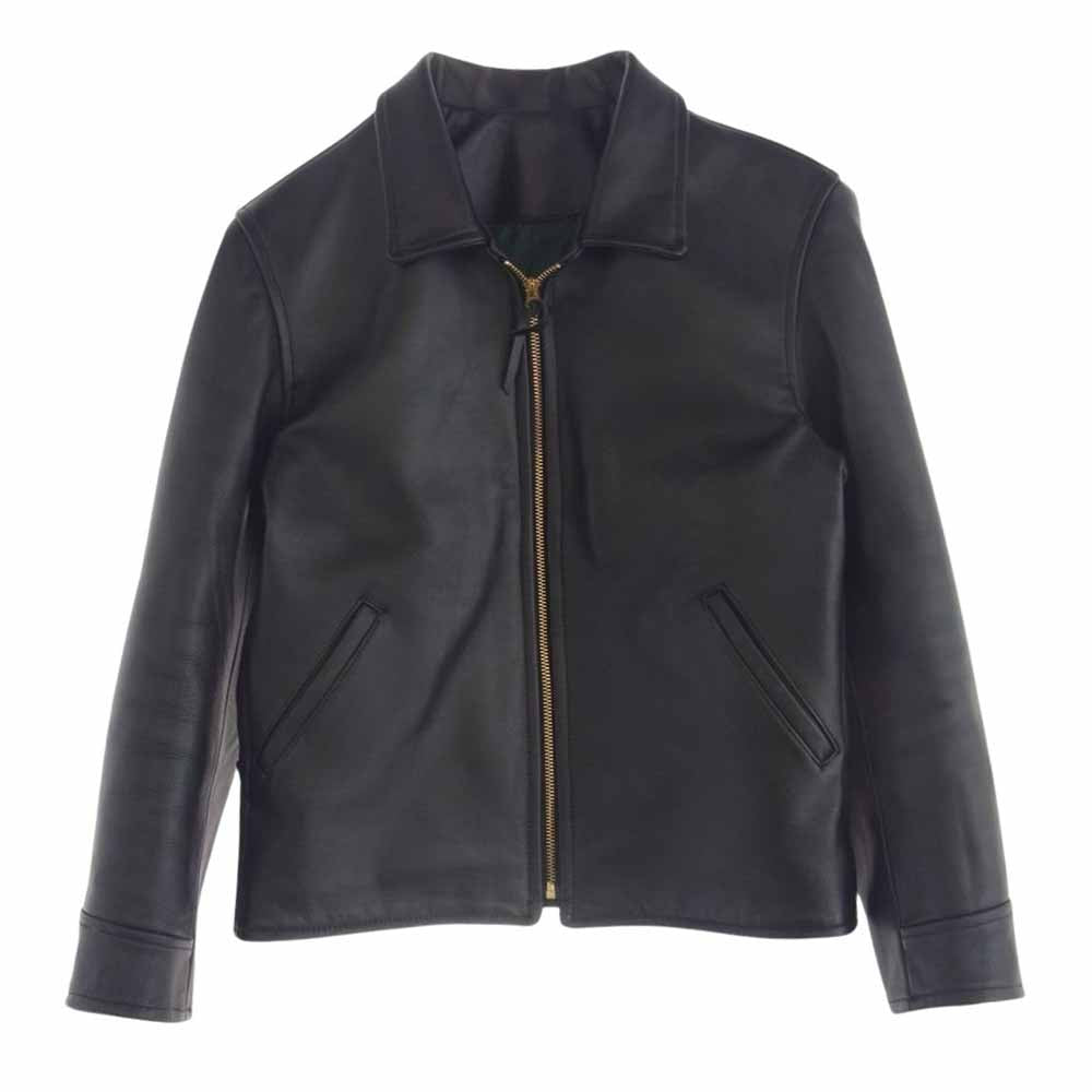 KOJIMA GENES 児島ジーンズ レザー シングル 襟付き ライダーズ ジャケット ブラック系 M【中古】