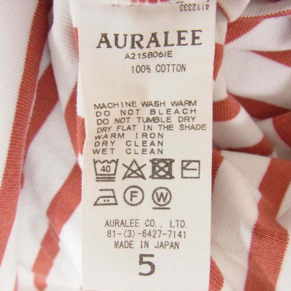 AURALEE オーラリー 21SS A21SB06IE IENA 別注 バスクシャツ ボーダー カットソー 長袖 Tシャツ プルオーバー レッド系 5【中古】