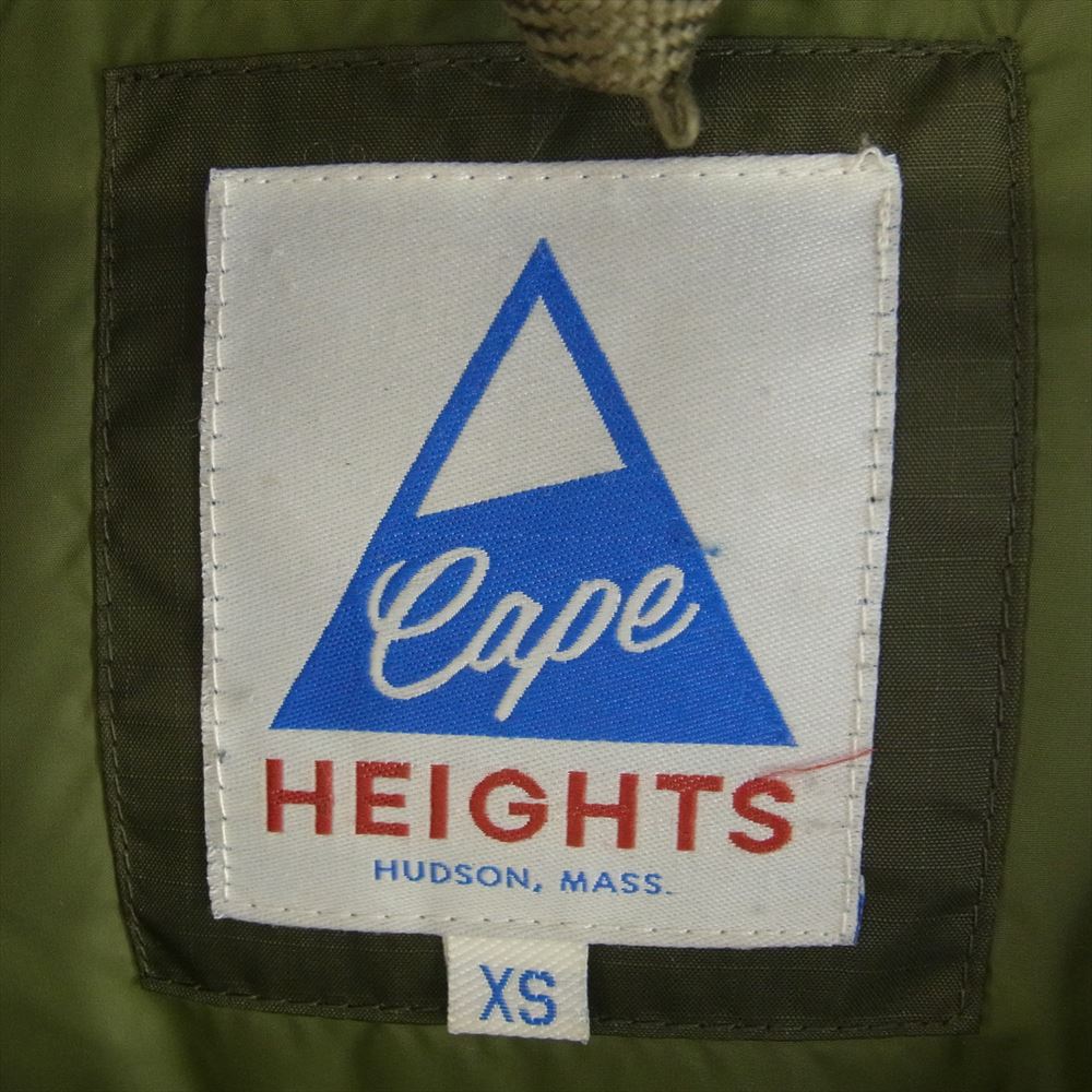 ケープハイツ ロゴ ワッペン フード着脱 ダブル ジップ ダウン ジャケット カーキ系 XS【中古】