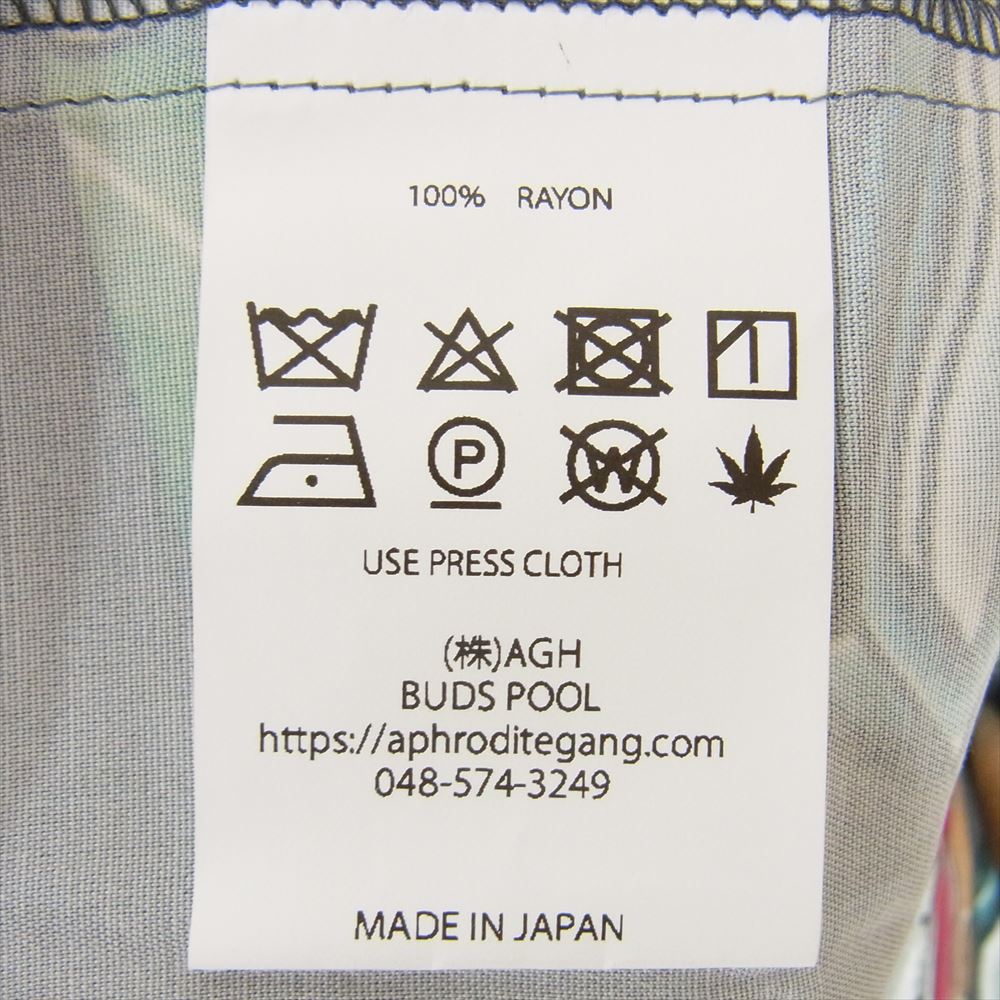 バッズプール UE THE PARLOUR FLIP&DRAW HAWAIIAN SHIRT 舐達麻 レーヨン オープンカラー 半袖 ハワイアン アロハシャツ 半袖 シャツ グレー系 S【中古】