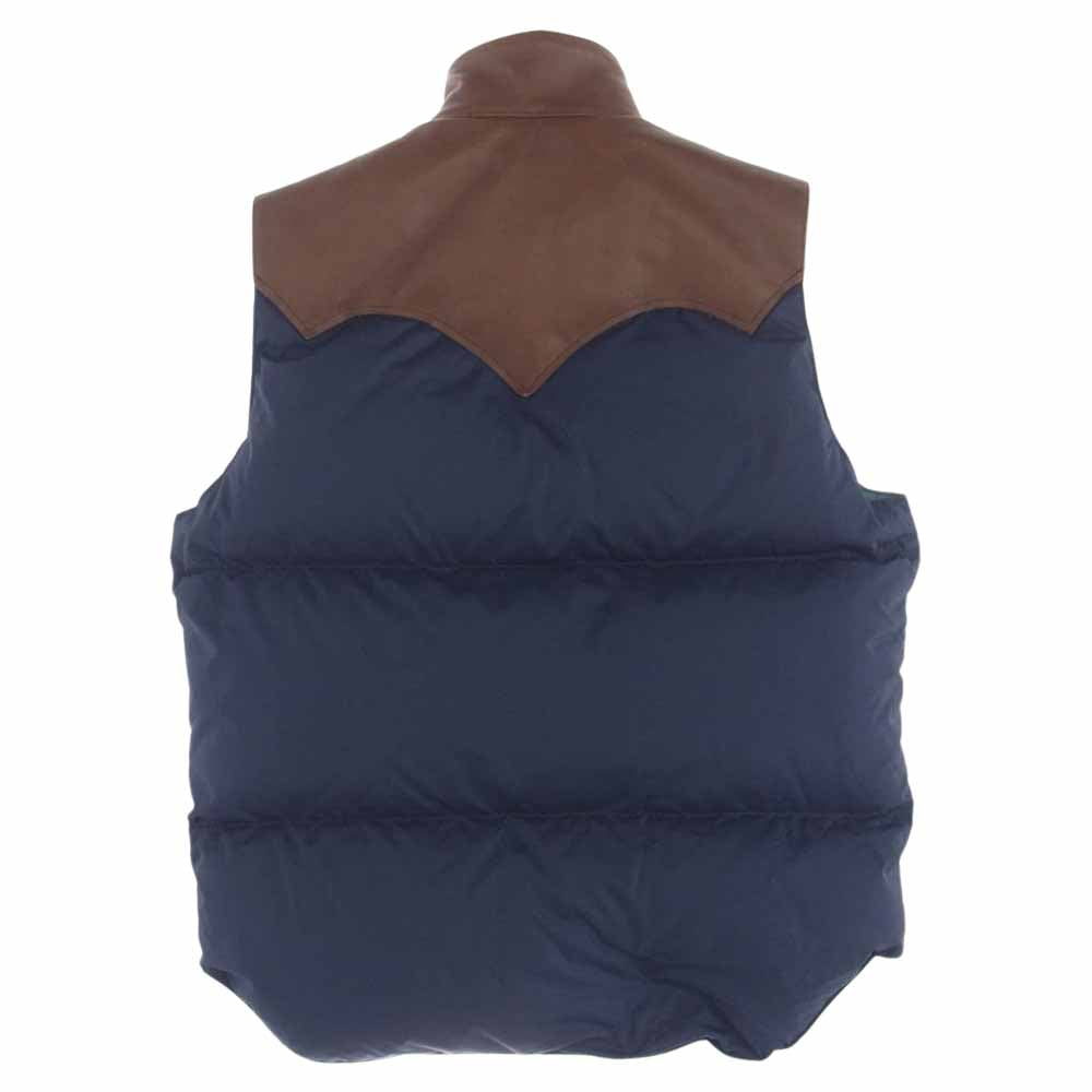 Rocky Mountain FeatherBed ロッキーマウンテンフェザーベッド シープスキン レザー 切替 襟元 ボア ダウン ベスト 40【中古】
