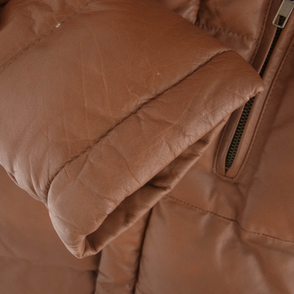 リュウグウレザース ホース レザー ダウン ジャケット フード欠損 ブラウン系 M【中古】