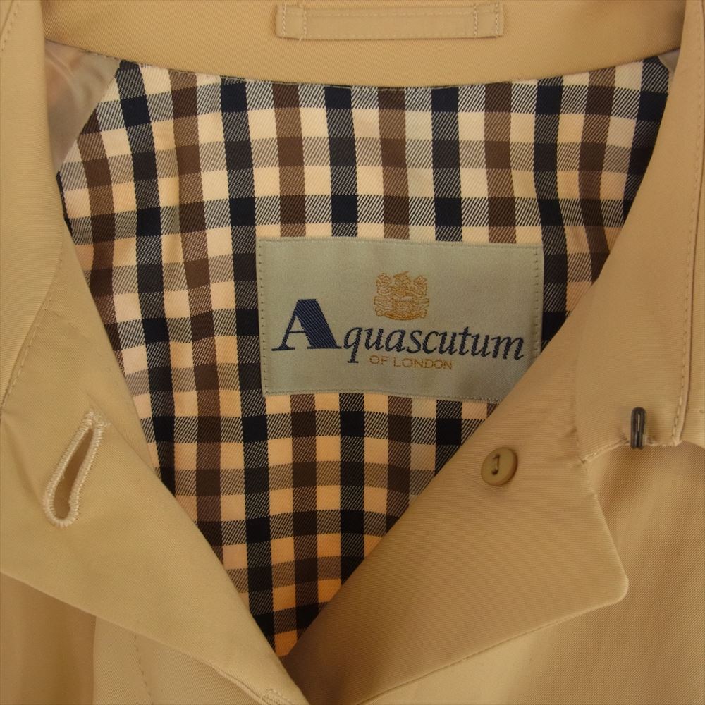 Aquascutum アクアスキュータム 4456435-83 日本製 ロング ステンカラー コート 肩パット入り ※ウエストベルト欠品 ベージュ系【中古】