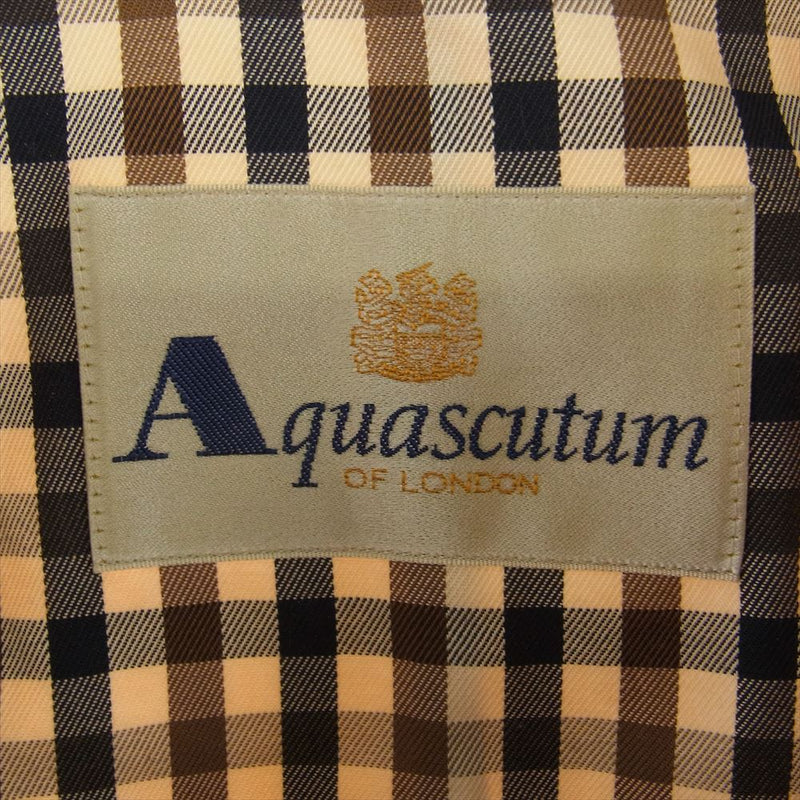 Aquascutum アクアスキュータム 4456435-83 日本製 ロング ステンカラー コート 肩パット入り ※ウエストベルト欠品 ベージュ系【中古】