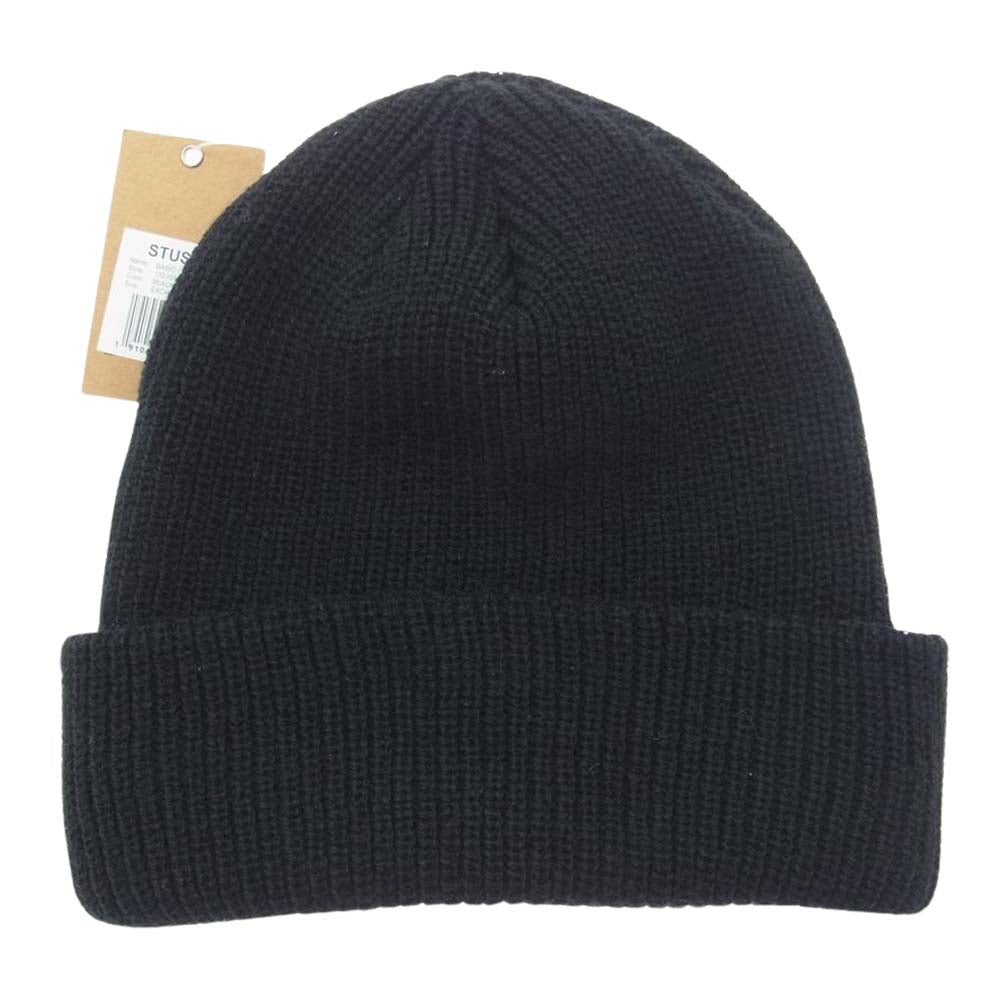 STUSSY ステューシー アクリル ニット キャップ ビーニー ロゴ 刺繍 ブラック系【中古】