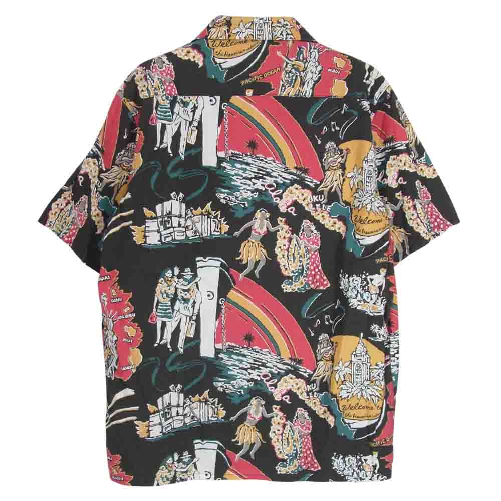 STUSSY ステューシー 総柄 アロハ ハワイアン 半袖 シャツ ブラック系 M【中古】