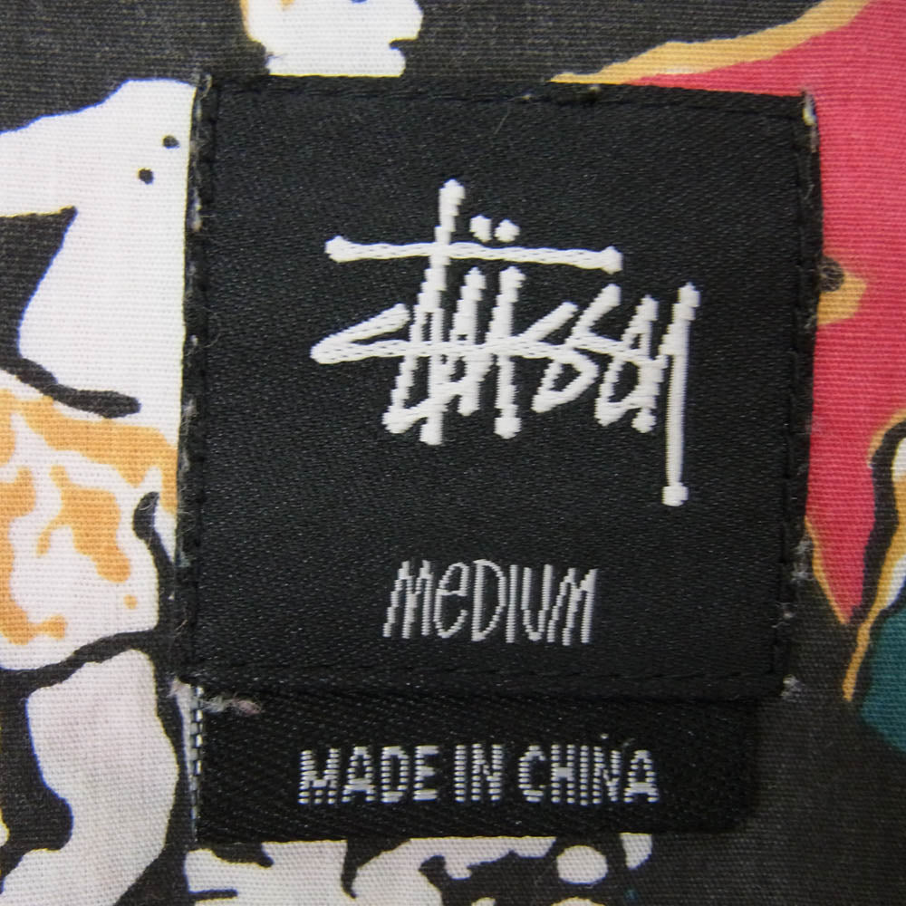 STUSSY ステューシー 総柄 アロハ ハワイアン 半袖 シャツ ブラック系 M【中古】