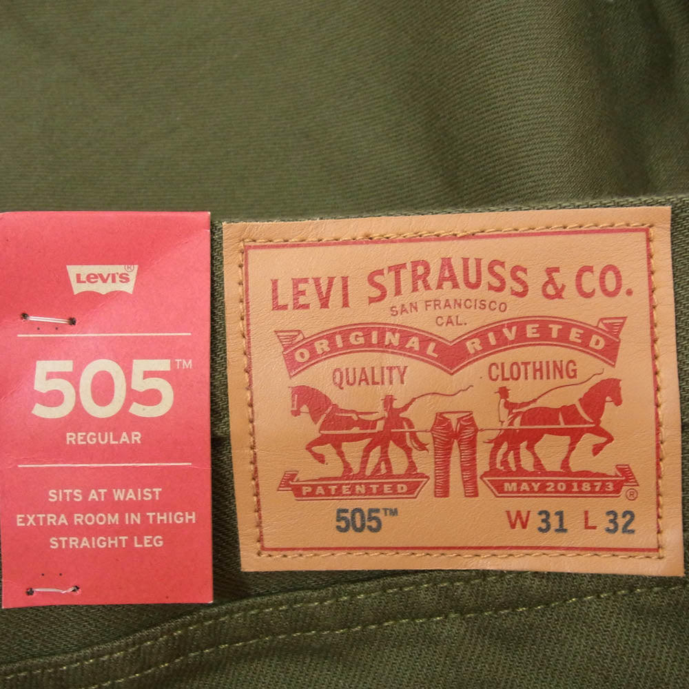 Levi's リーバイス 505 WARM JEANS レギュラ ーフィット ストレート ジーンズ 裏地 フリース カーキ系 31【極上美品】【中古】