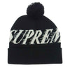 Supreme シュプリーム ボンボン付 ロゴ ビーニー ニット キャップ ブラック系【極上美品】【中古】