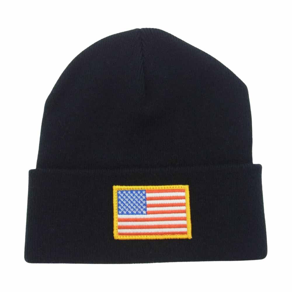 Supreme シュプリーム 10AW Patriot beanie ビーニー ニットキャップ 星条旗ワッペン ブラック系【極上美品】【中古】