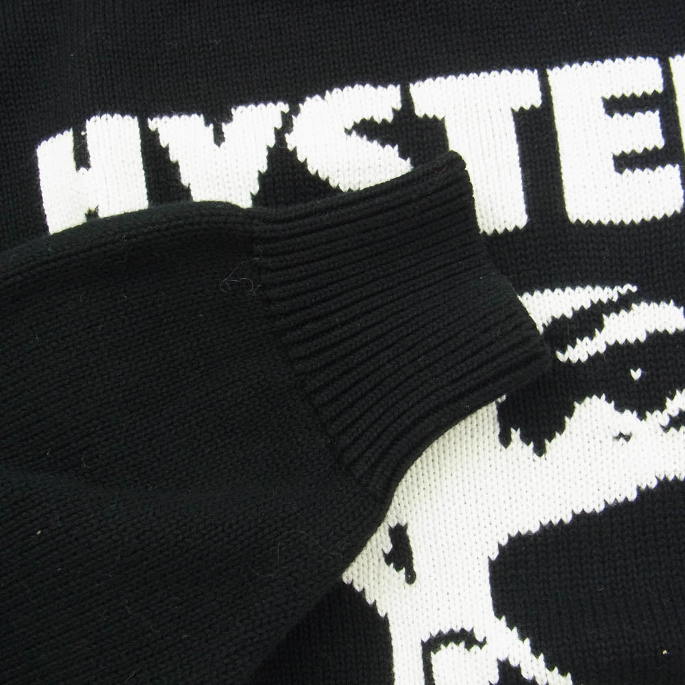 HYSTERIC GLAMOUR ヒステリックグラマー 22AW 02223NS04 STILL CRAZY 編込 セーター ガール プリント コットン ニット ブラック系 XL【中古】