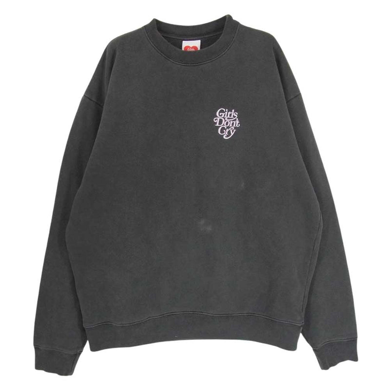 Girls Don't Cry ガールズドントクライ 19AW TONAL CREWNECK SWEATSHIRT 刺?ロゴ クルーネック 長袖 スウェット トレーナー グレー系 L【中古】