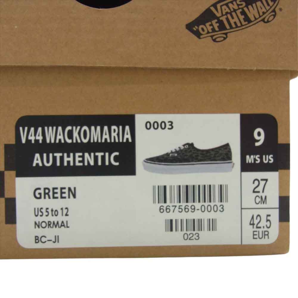 WACKO MARIA ワコマリア 23AW × VANS AUTHENTIC GREEN オーセンティック グリーン系 ブラック系 27cm【極上美品】【中古】
