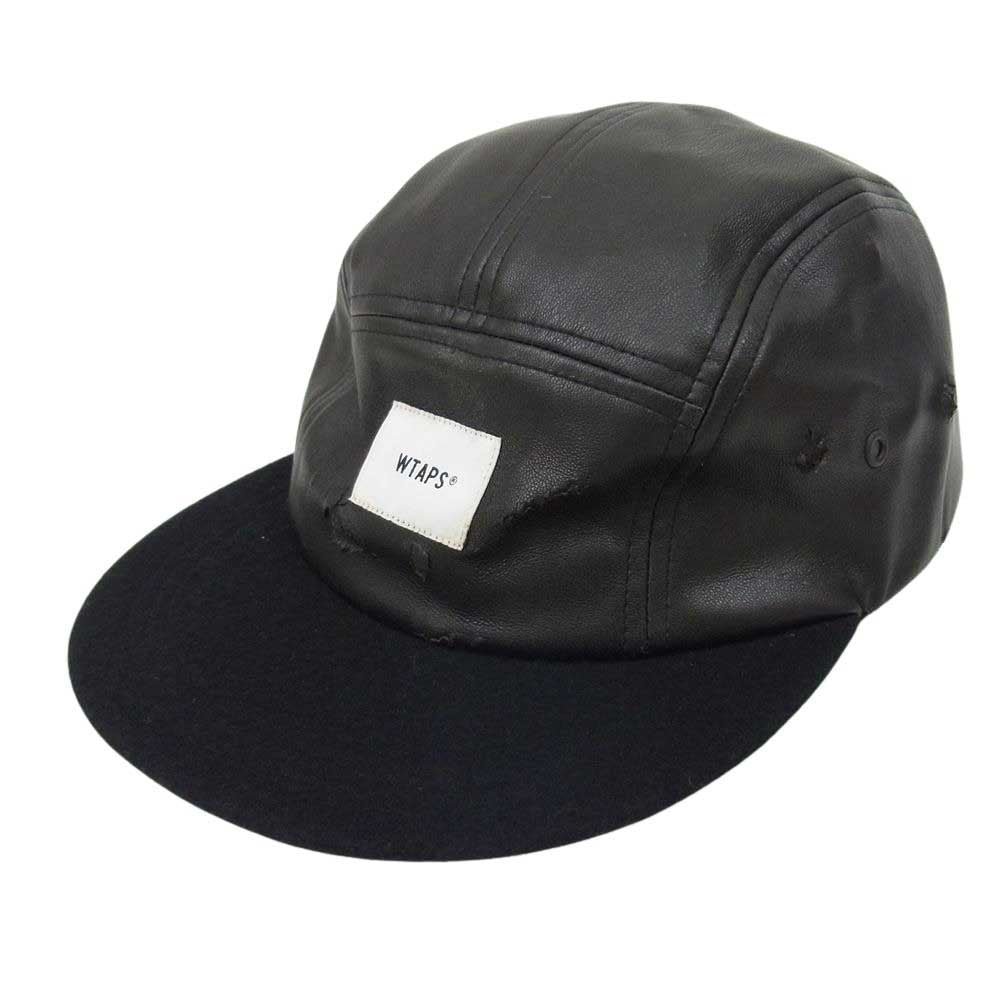 WTAPS ダブルタップス フェイク レザー  5パネル キャップ ブラック系【中古】