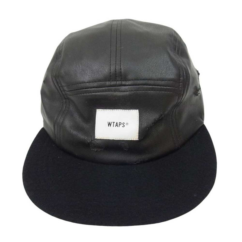 WTAPS ダブルタップス フェイク レザー  5パネル キャップ ブラック系【中古】