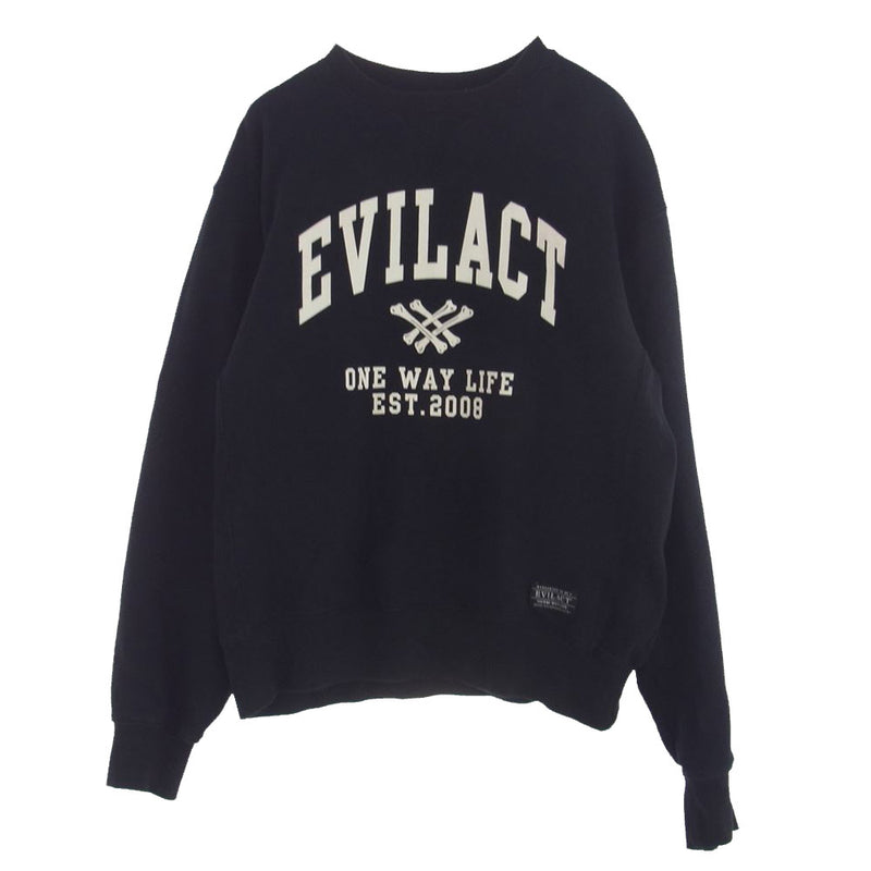 EVILACT イーブルアクト Heavy Crew Neck スウェット トレーナー ブラック系 XL【中古】