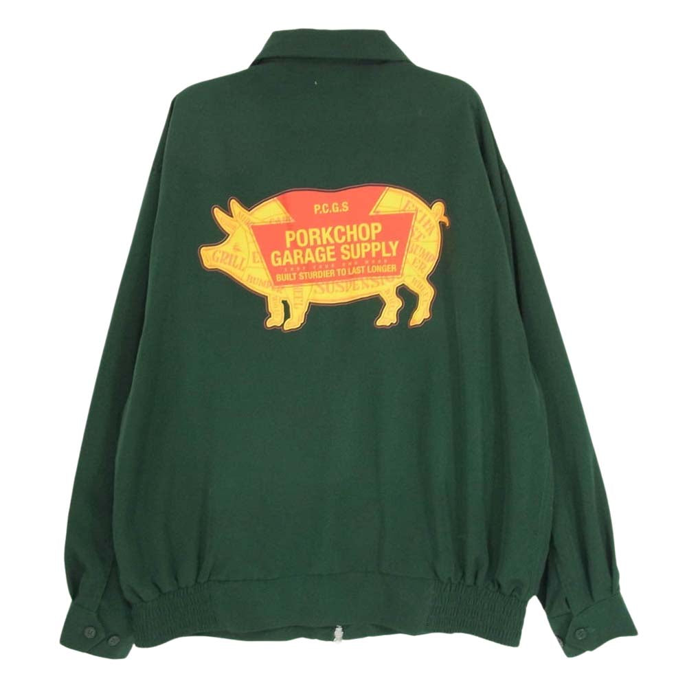 ポークチョップガレージサプライ 24SS LOGO PORK LOOSE JKT  ジップ アップ ブルゾン ジャケット グリーン系 L【中古】