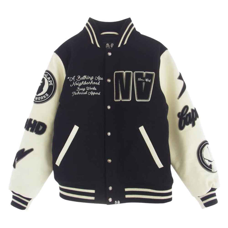 NEIGHBORHOOD ネイバーフッド 23AW 001HJJ221901C × A BATHING APE VARSITY JACKET バーシティ ジャケット スタジャン ブラック系 M【中古】