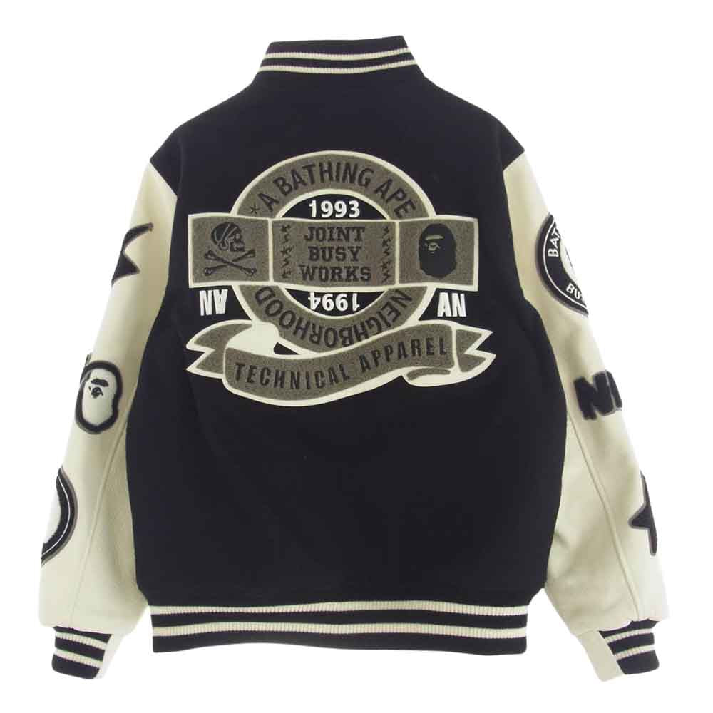 NEIGHBORHOOD ネイバーフッド 23AW 001HJJ221901C × A BATHING APE VARSITY JACKET バーシティ ジャケット スタジャン ブラック系 M【中古】