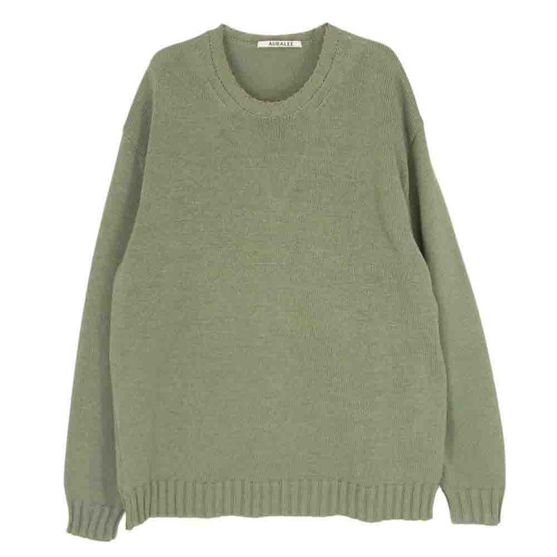 AURALEE オーラリー 19SS A9SP02GM FLAT YARN KNIT P/O フラット ヤーン ニット グリーン系 4【中古】