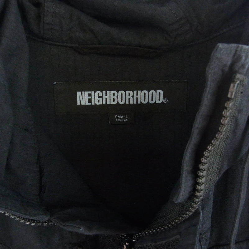 NEIGHBORHOOD ネイバーフッド 242SPNH-JKM03 RIPSTOP SMOCK JACKET ミリタリー ジャケット フード付き ブラック系 S【美品】【中古】