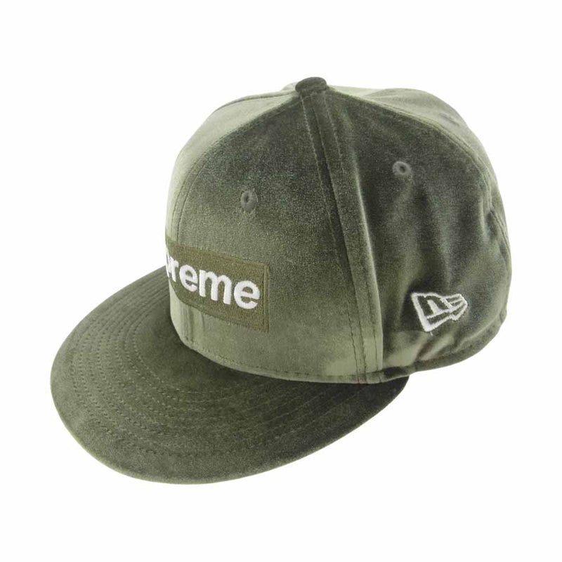 Supreme シュプリーム 22AW Velour Box Logo New Era ニューエラ ベロア ボックスロゴ ベースボール キャップ Olive 59.6cm【中古】