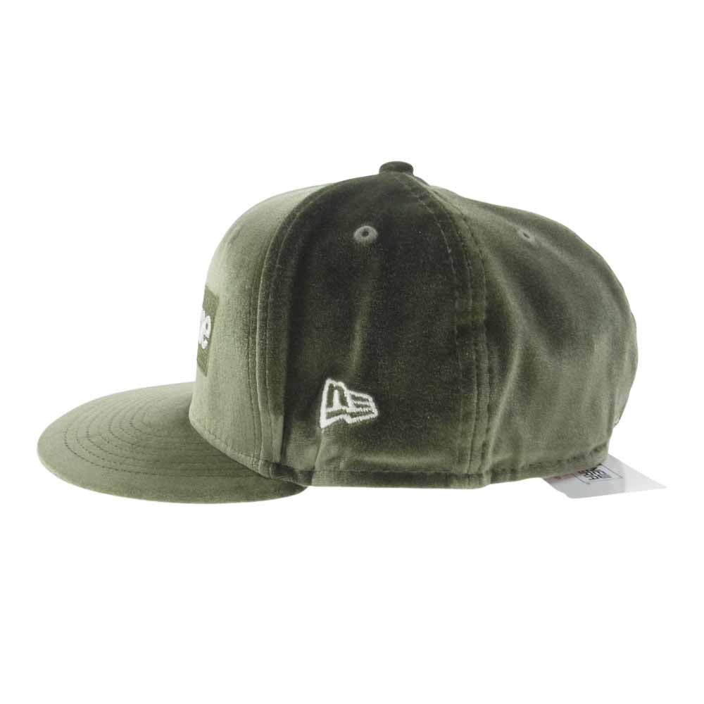 Supreme シュプリーム 22AW Velour Box Logo New Era ニューエラ ベロア ボックスロゴ ベースボール キャップ Olive 59.6cm【中古】