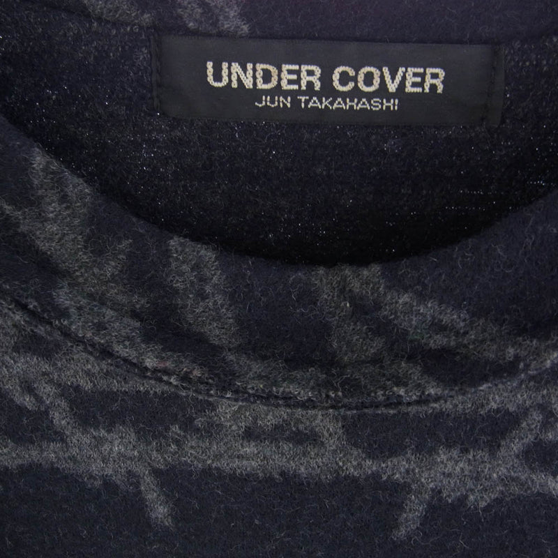 UNDERCOVER アンダーカバー 96AW UC-6W-CS-04 初期 アーカイブ 有刺鉄線 ワイヤー柄  ニット セーター ネイビー系 グレー系【中古】