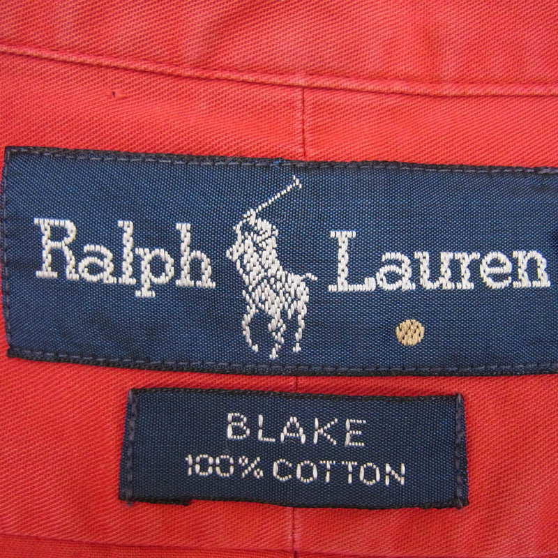 POLO RALPH LAUREN ポロ・ラルフローレン BLAKE BD コットン ボタンダウン カラーポニー刺繍 半袖 シャツ レッド系 L【中古】