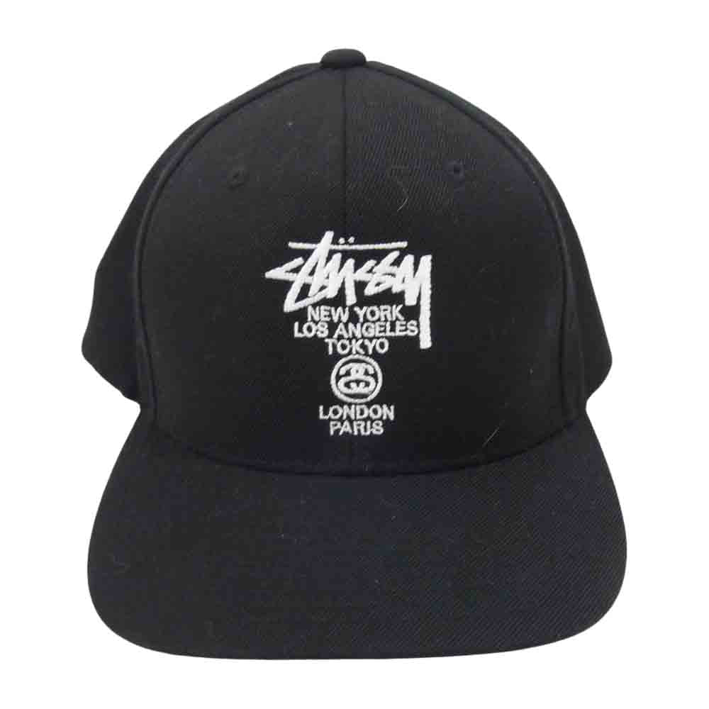 STUSSY ステューシー ロゴ 刺繍 ベースボール キャップ ブラック系【中古】
