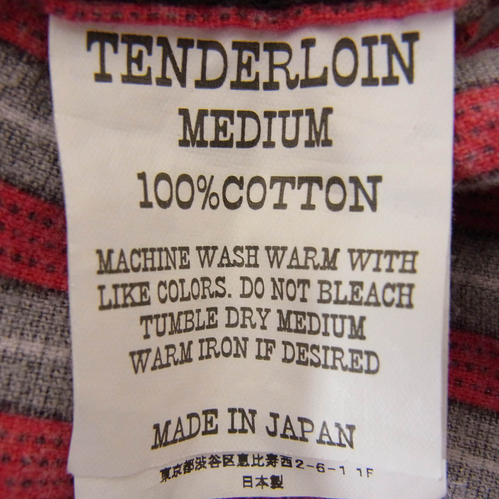 TENDERLOIN テンダーロイン ストライプ フランネル シャツ ネルシャツ 長袖 レッド系 M【中古】