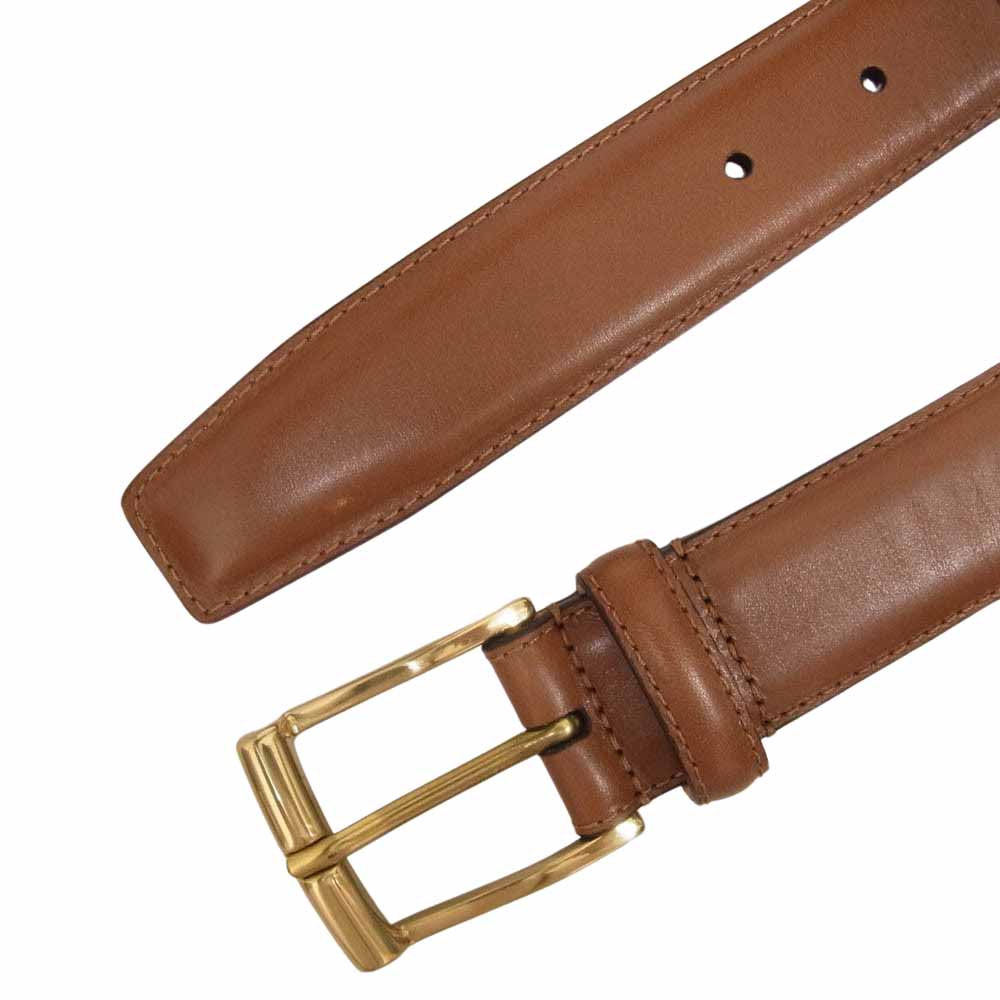 CROCKETT&JONES クロケットアンドジョーンズ スムース レザー ベルト ブラウン系 32【美品】【中古】
