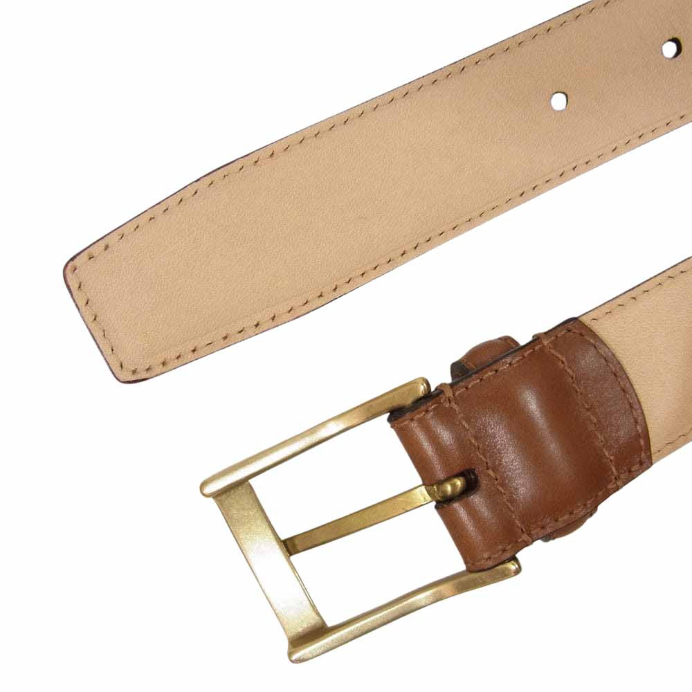 CROCKETT&JONES クロケットアンドジョーンズ スムース レザー ベルト ブラウン系 32【美品】【中古】