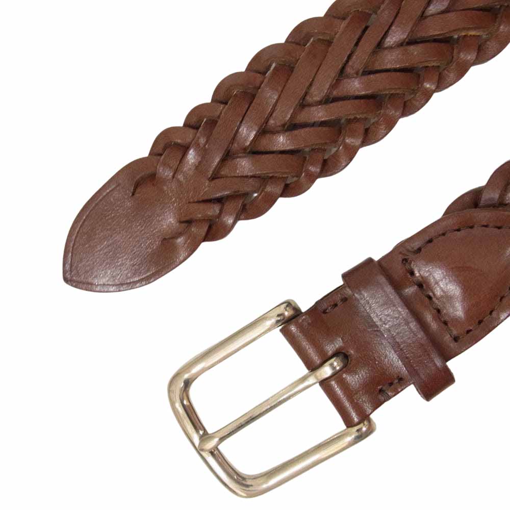 WHITE HOUSE COX ホワイトハウスコックス レザー メッシュ ベルト ブラウン系 32/80【中古】