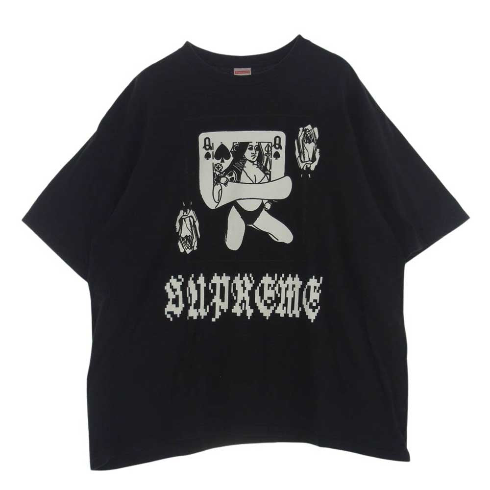 Supreme シュプリーム 19AW Queen Tee クィーン トランプ プリント Tシャツ 半袖 ブラック系 XL【中古】