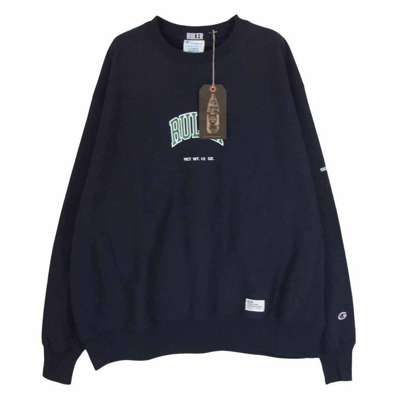 RULER ルーラー × CHAMPION チャンピオン COLLEGE CP REVERSEWEAVE 12OZ. SWEATSHIRT リバースウィーブ  スウェット シャツ ネイビー系 XL【美品】【中古】