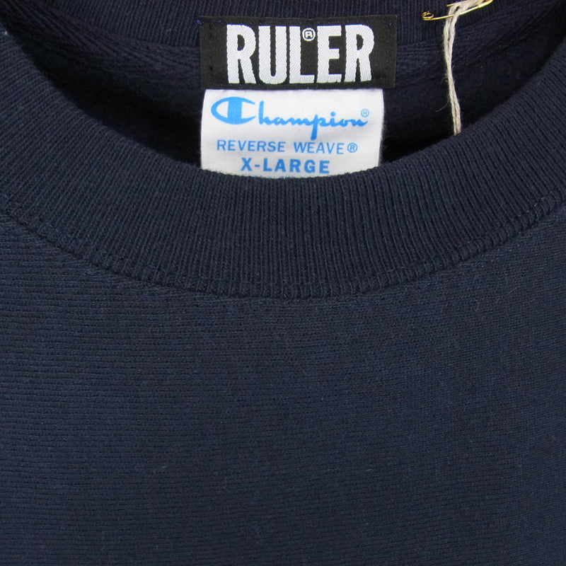 RULER ルーラー × CHAMPION チャンピオン COLLEGE CP REVERSEWEAVE 12OZ. SWEATSHIRT リバースウィーブ  スウェット シャツ ネイビー系 XL【美品】【中古】