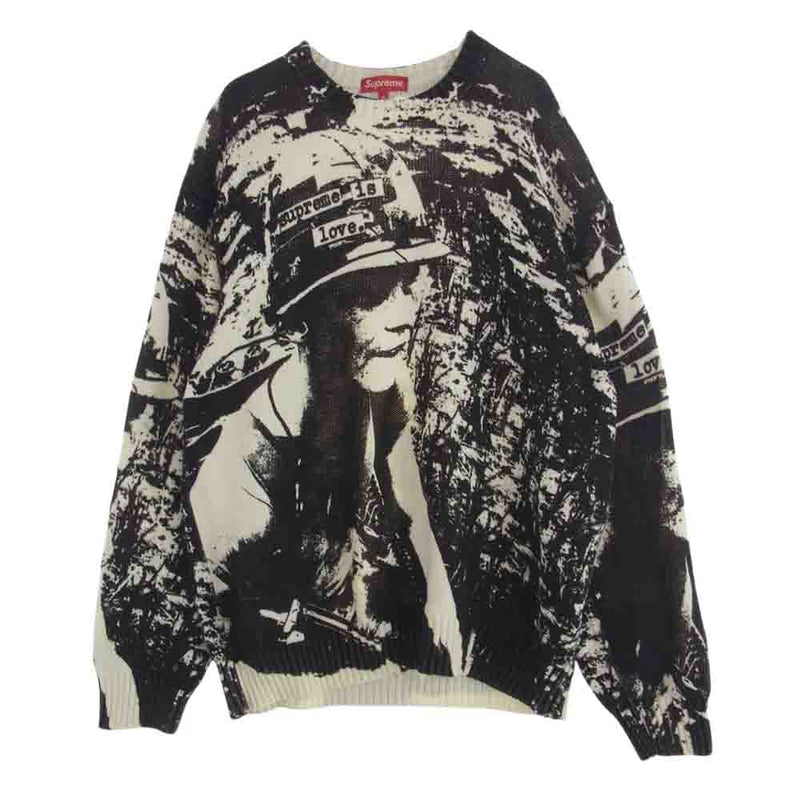 Supreme シュプリーム 19AW Is Love Sweater ラブ セーター 総柄 ニット ブラック系 ホワイト系 XL【中古】